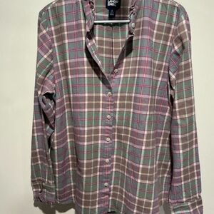 Lands' End Multicolor Plaid Button Down Shirt